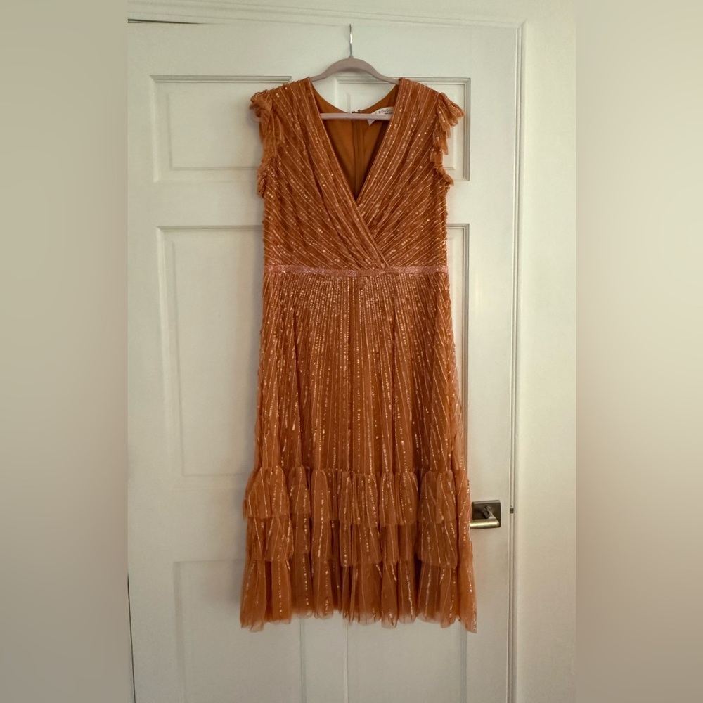 Mac Duggal Sequined Orange Dress